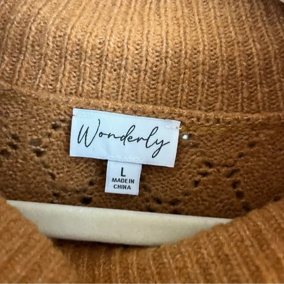 Wonderly Indian Gold Sweater Mock Turtleneck Balloon Sleeves Tunic Length Sz L - Picture 10 of 11